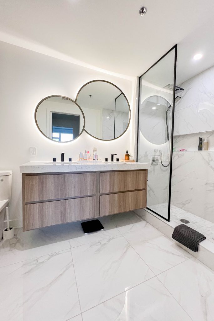Need some bathroom decor inspiration? Take a look at how this master bathroom was spruced-up with a few decorative touches.